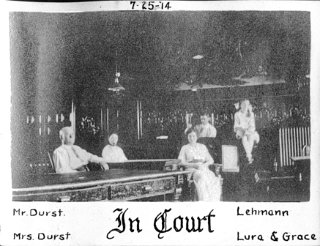 In Court.   Mr. Mathias Durst, Mrs. Una Kilgore Durst, Herbert Lehmann, Mrs. Lura Kilgore Lehmann and Grace Durst, July 25, 1914.